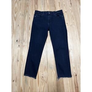 Just Black Jeans Women 30 Skinny Crop Raw Hem Denim Dark Blue Stretch Made USA